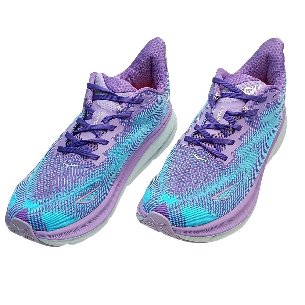 Hoka Clifton 9 Running Shoes Men Size 10.5 Purple Blue Mesh 1127896 CVPL